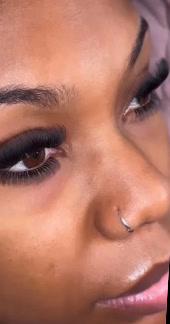 Close-up of a client's lashes